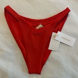 L Space Ribbed Winona Bikini Bottom - pimento, size S